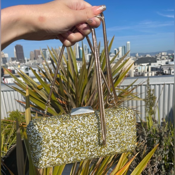 GOLD 🤩GLITTER ⭐️EVENING BAG & CLUTCH 💫SAKS FIFTH AVENUE 🥂SUMMER SOLSTICE✨ - Picture 5 of 10